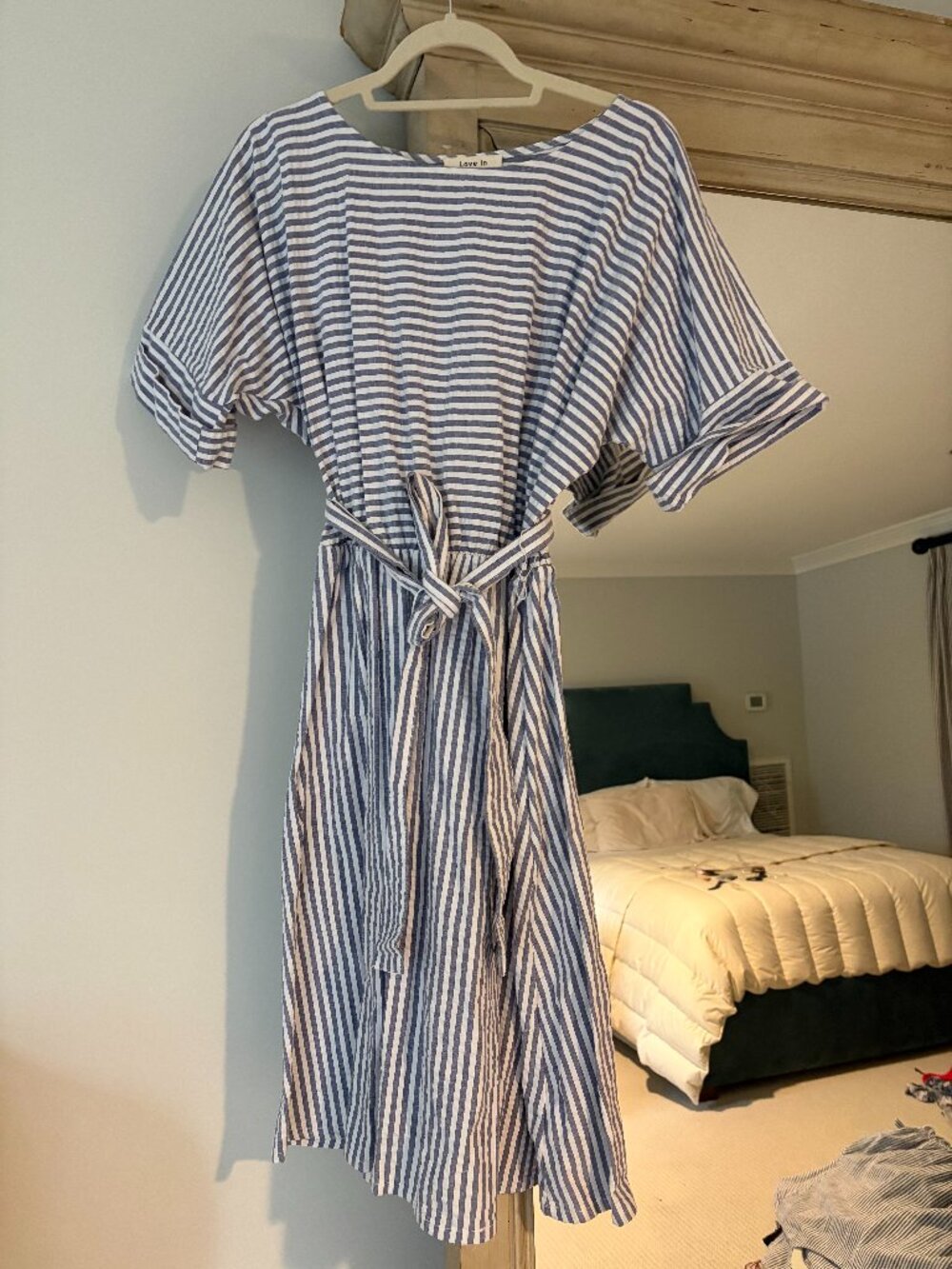 Blue and White Striped Maxi Dress